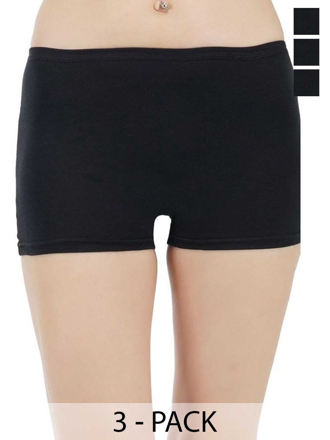 arLa APPAREL Pack Of 3 Seamless Pure-Cotton Boyshorts