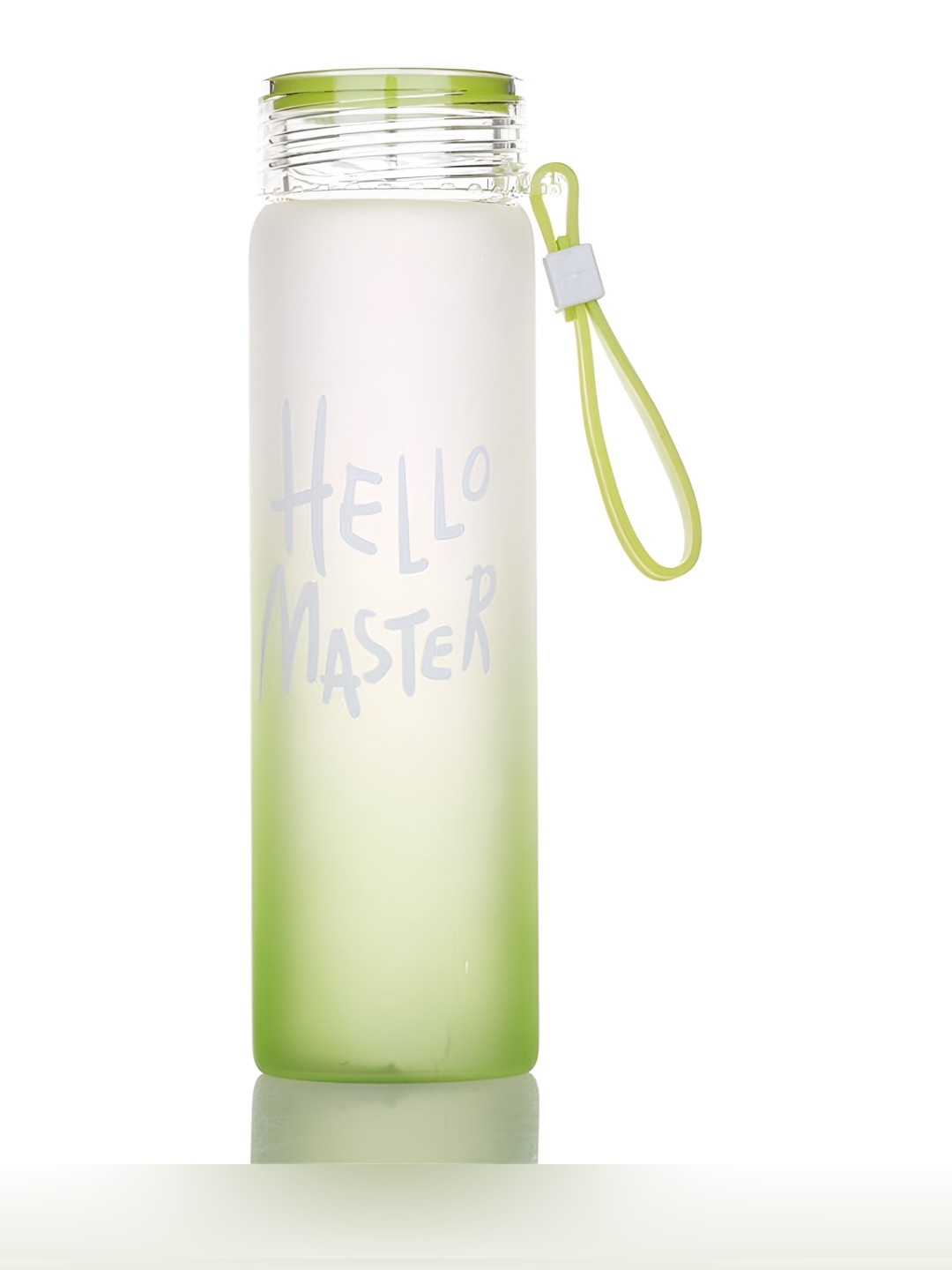 WELOUR Transparent & Green Printed Glass Water Bottle 450 ml