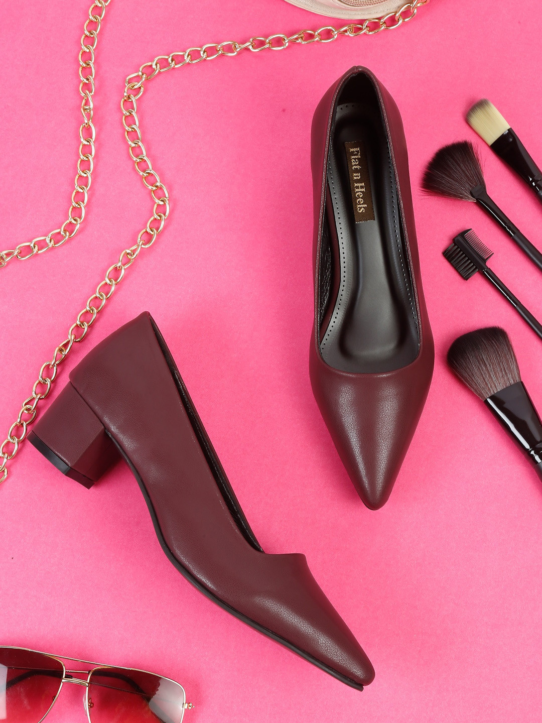 Flat n Heels Pointed Toe Block Heels Pumps