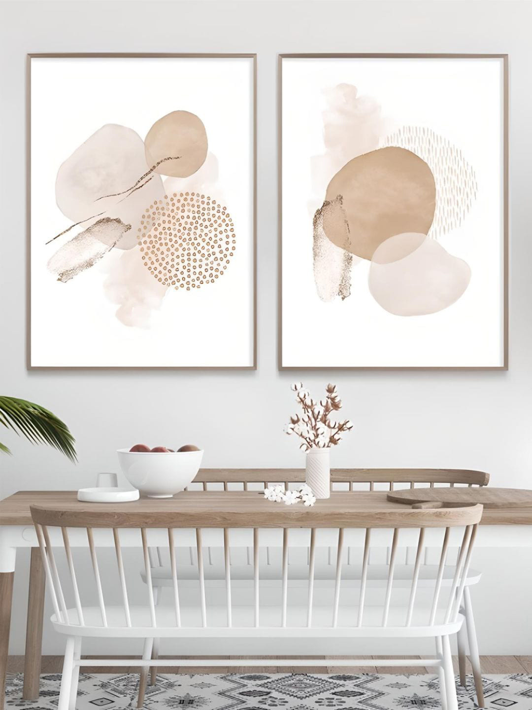 THE HANDMADE FLAIR Wood 2 Pcs Wall Rectangle Paintings Wall Art - 40x50In