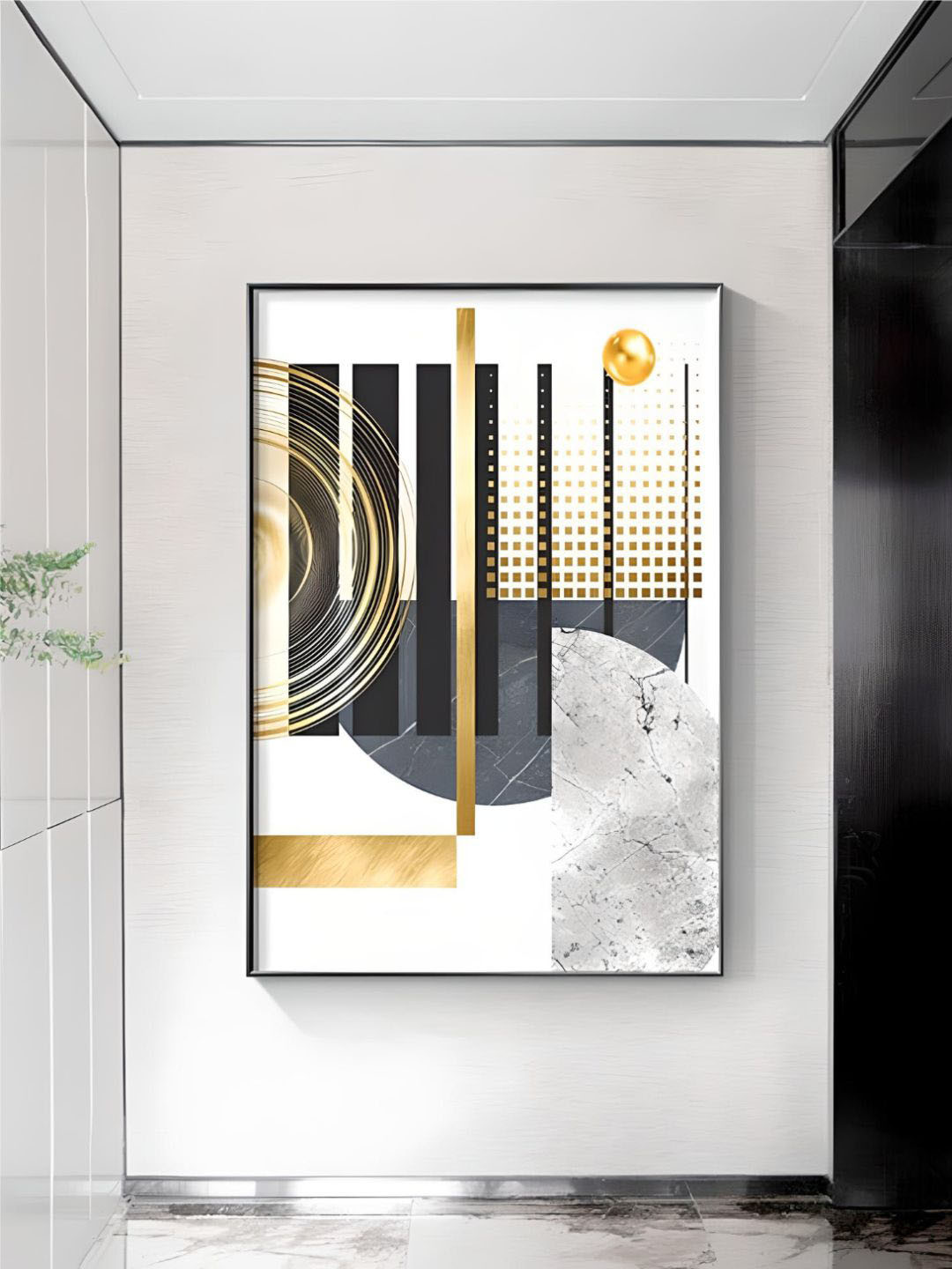 THE HANDMADE FLAIR White & Grey Abstract Geometric Wooden Wall Art