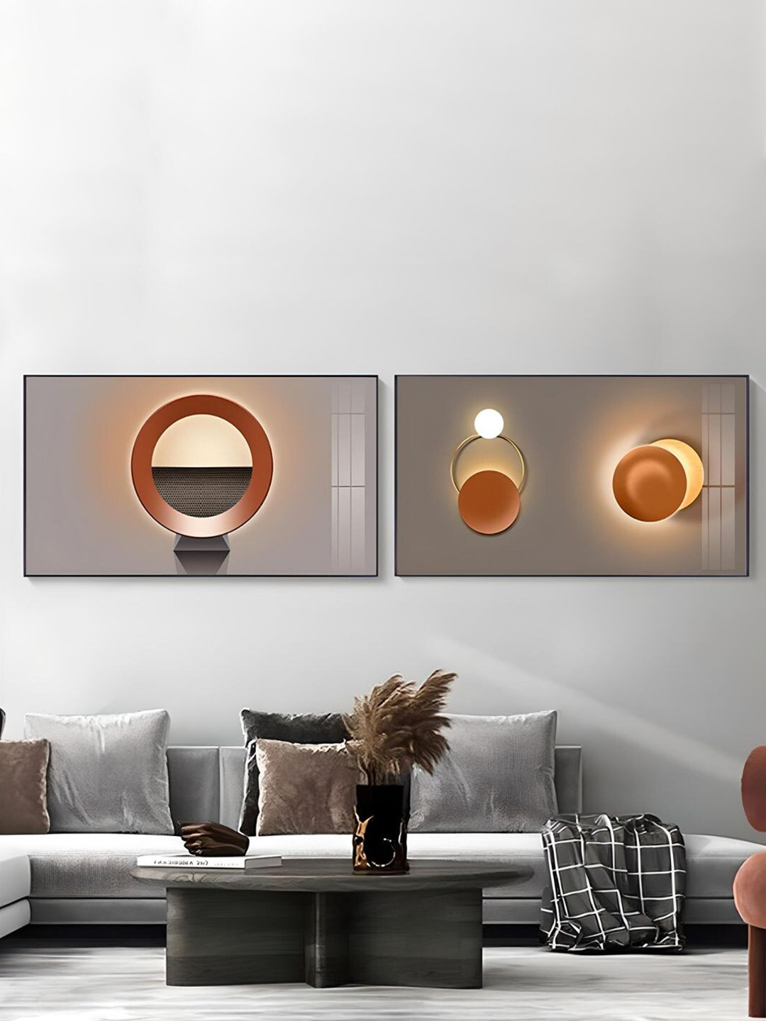 THE HANDMADE FLAIR Wood 2 Piece Wall Rectangle Paintings Wall Art - 20 x 35 In