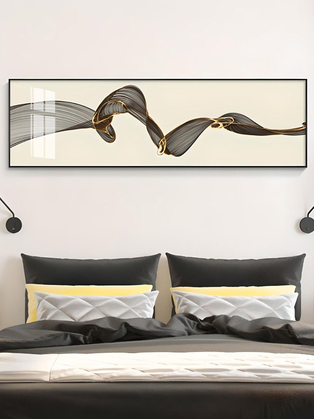 THE HANDMADE FLAIR Abstract Flowing Wide Format Painting Wall Art