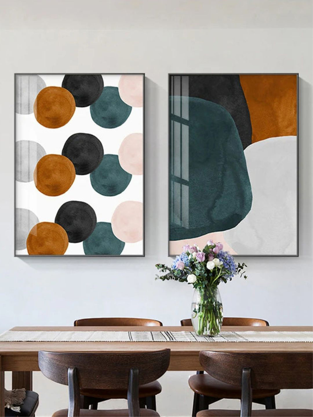 THE HANDMADE FLAIR Earthy Wood 2 Piece Wall Rectangle Paintings Wall Art -40 x 60 In