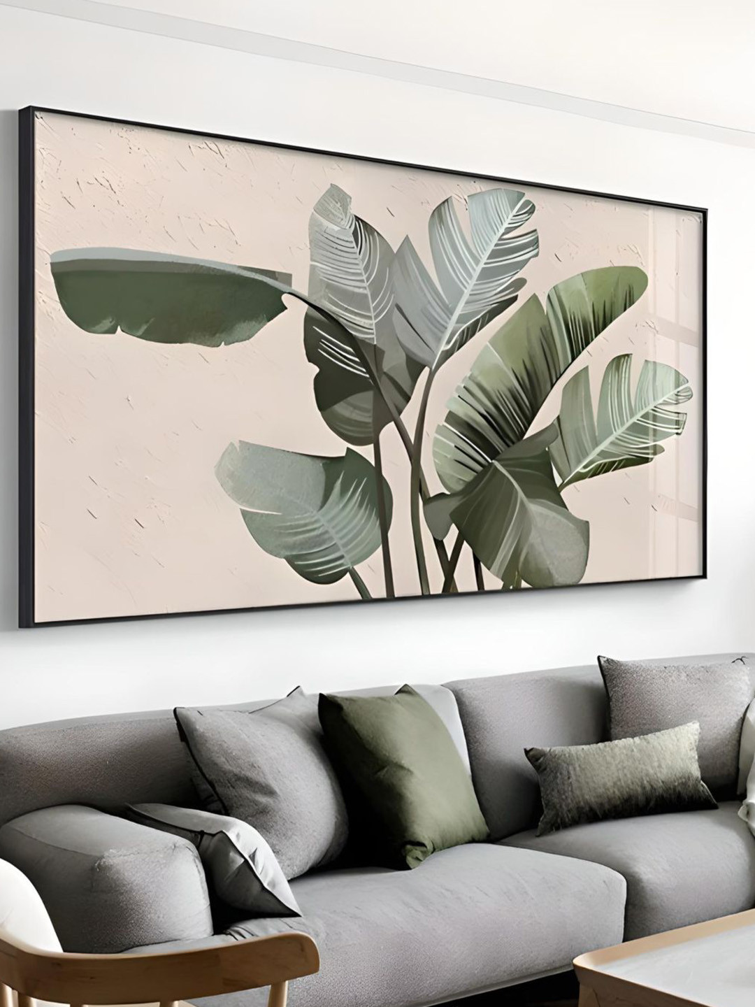 THE HANDMADE FLAIR Tropical Green Canvas Wall Rectangle Paintings Wall Art -25 x 50In