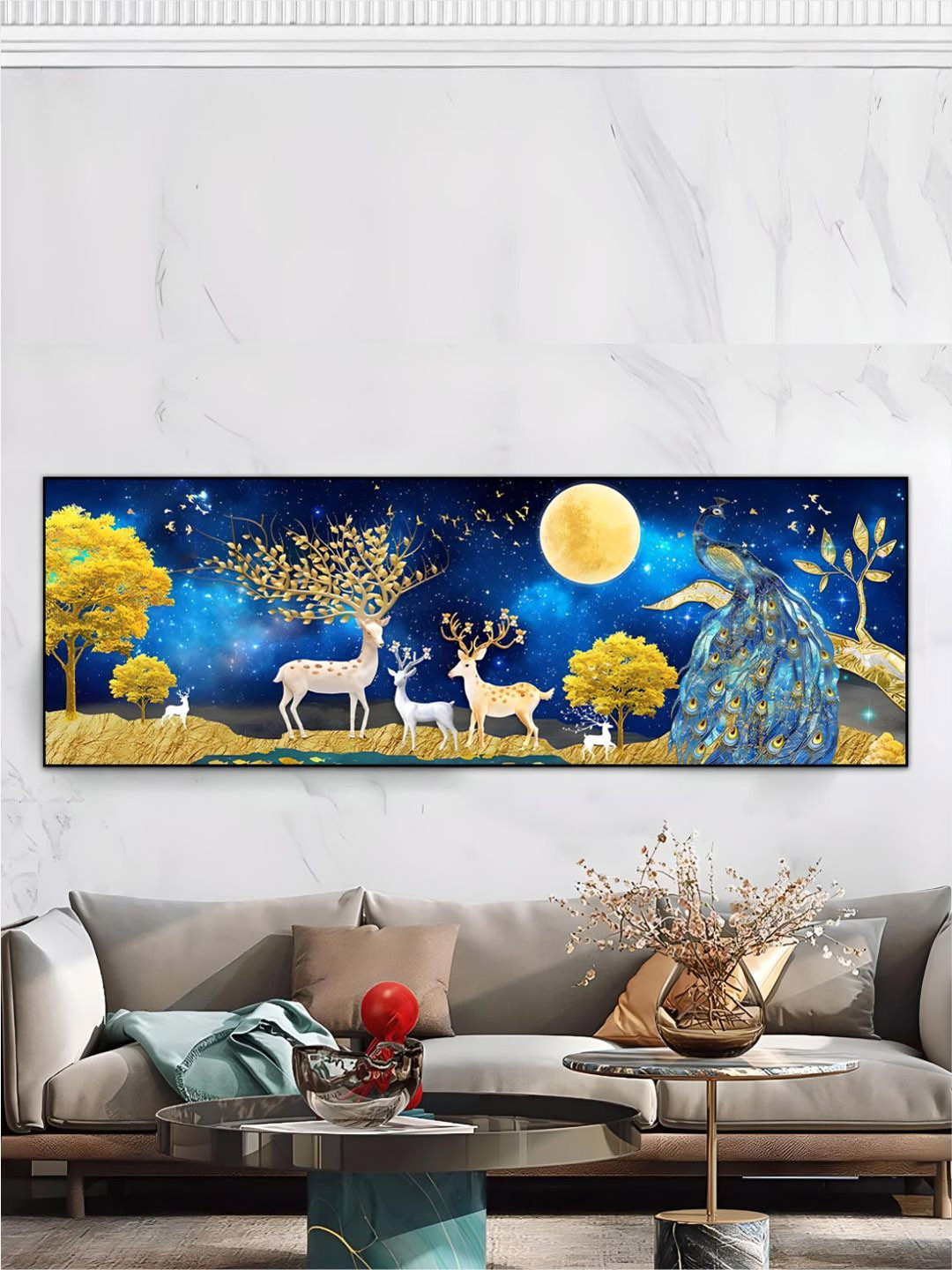 THE HANDMADE FLAIR Modern Blue Abstract Wooden Wall Art