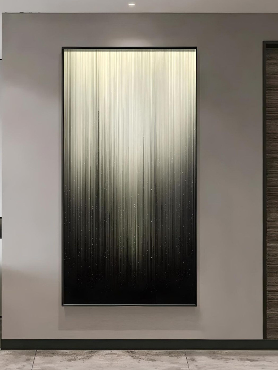 THE HANDMADE FLAIR Black & White Abstract Urban Digital Rain Gradient Wall Art