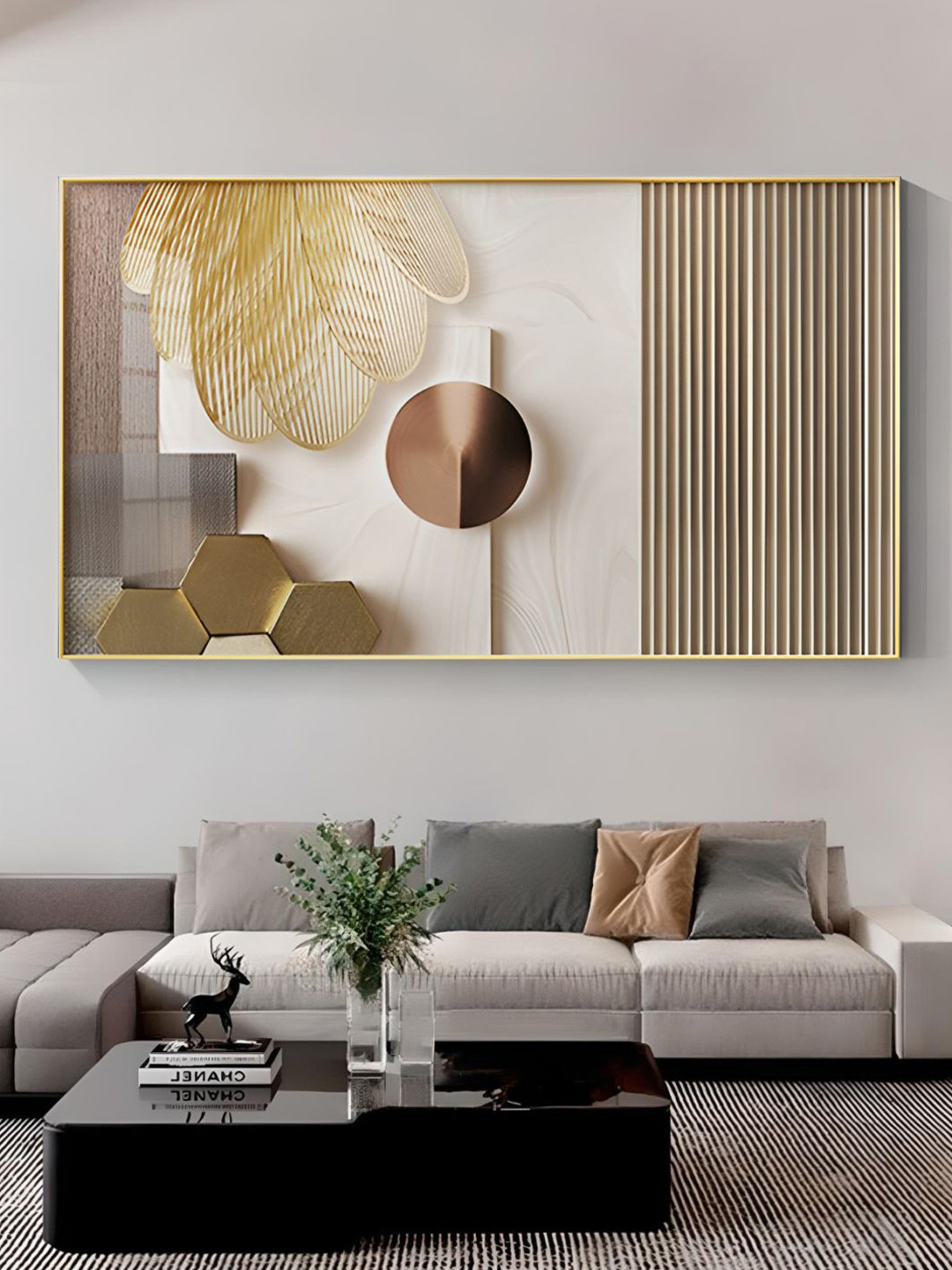 THE HANDMADE FLAIR Multi Wood Wall Living Room Rectangle Paintings Wall Art -50 x 90In