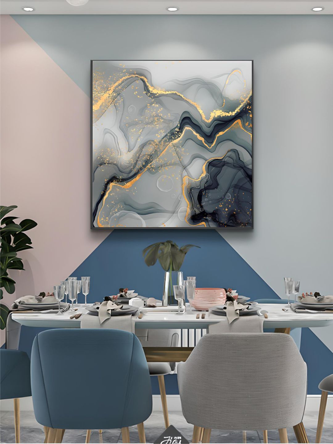 THE HANDMADE FLAIR Modern Abstract Canvas Wall Square Paintings Wall Art - 70x70In