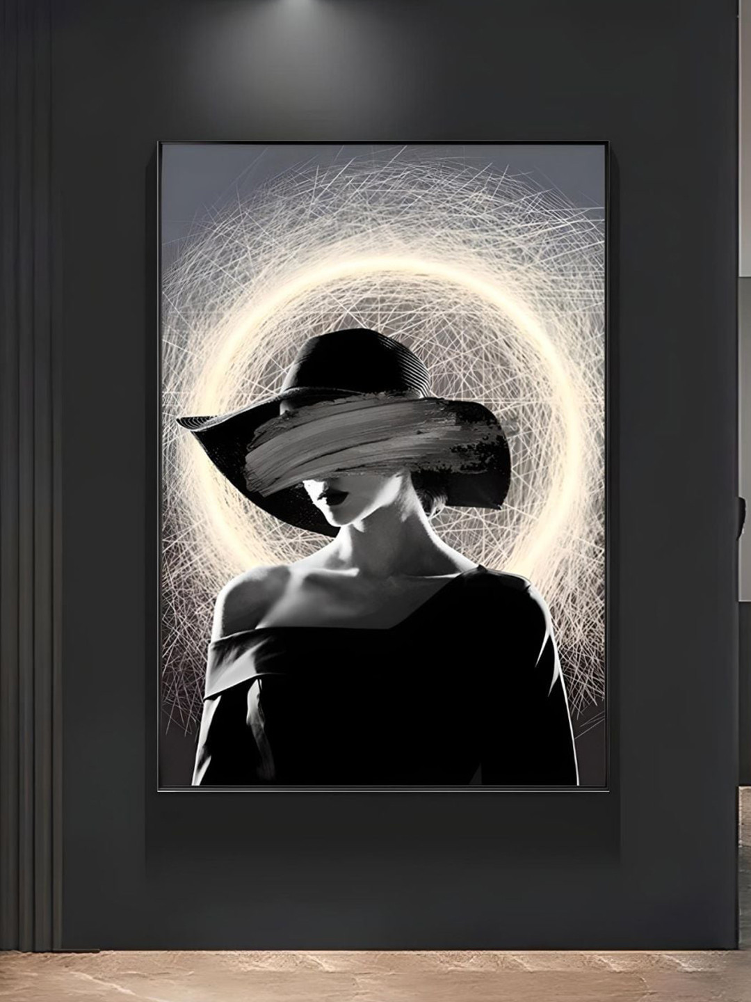 THE HANDMADE FLAIR Grey Modern Aesthetics Abstract Girl Wall Art