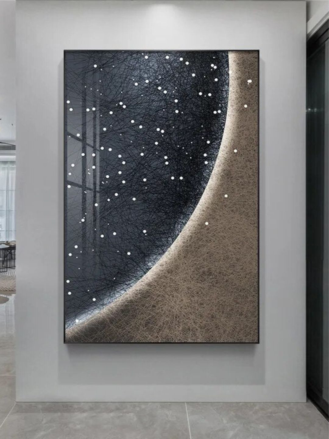 THE HANDMADE FLAIR Modern Aesthetics Sun Moon Wood Paintings Wall Art-59.8 x 39.8In