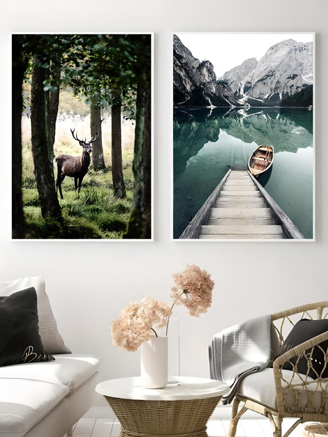 THE HANDMADE FLAIR Scenes Of Mountain Wood 2 Piece Wall Paintings Wall Art -20 x 25In