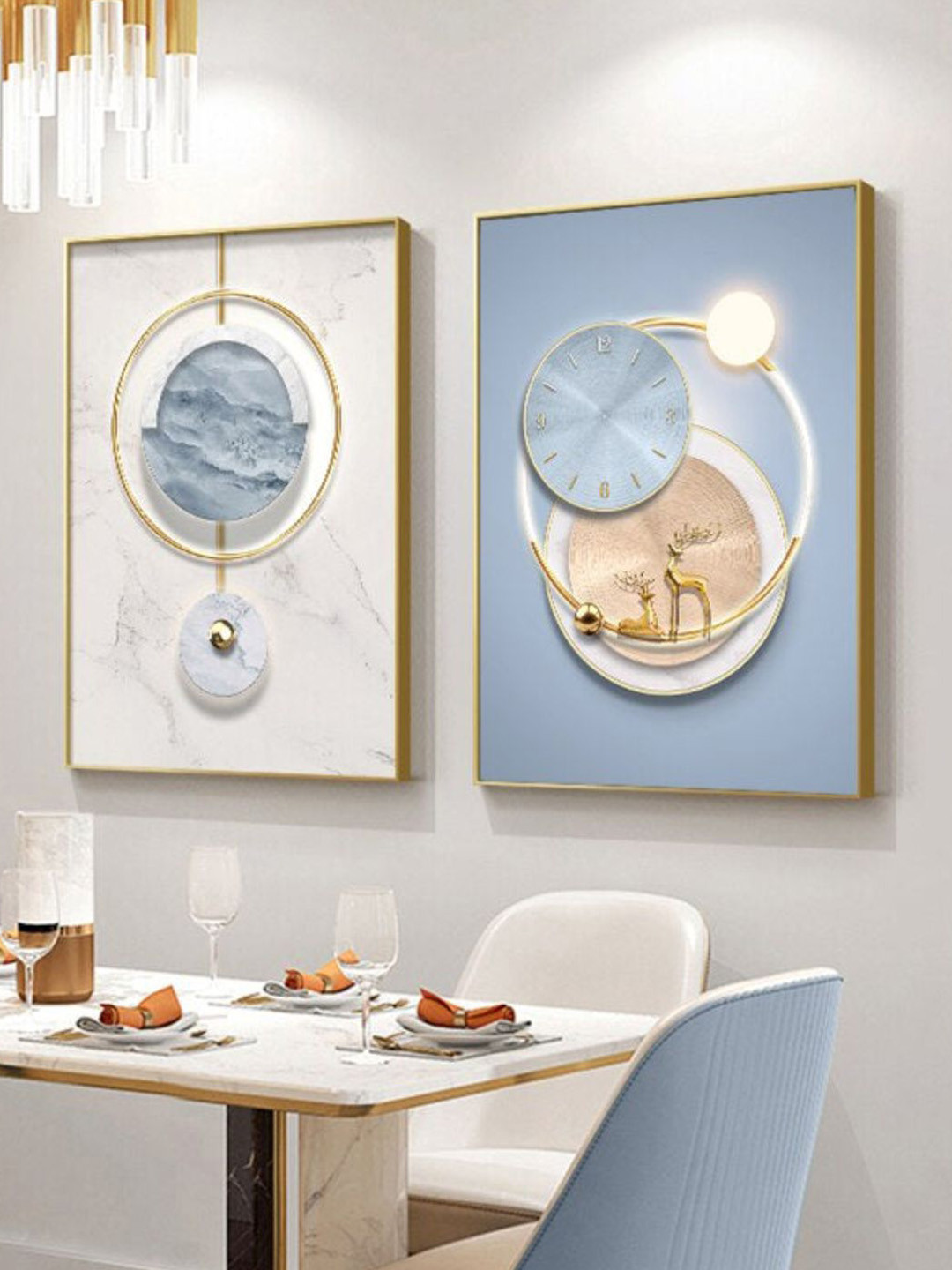 THE HANDMADE FLAIR Circle Of Light Nordic Wood 2 Pcs Wall Paintings Wall Art - 20x30In