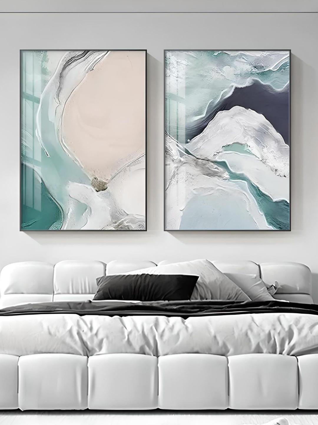 THE HANDMADE FLAIR Beach Ocean Wood 2 Piece Wall Rectangle Paintings Wall Art - 75 x 50 In