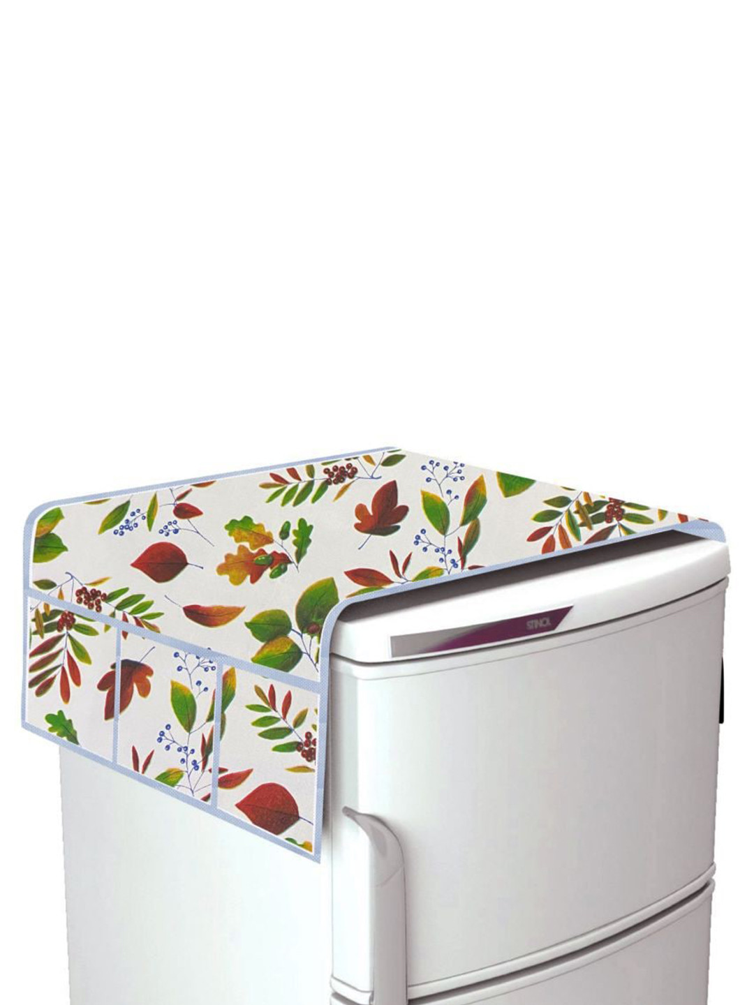 Dakshya Industries White & Green Printed Wrinkle Free Refrigerator covers