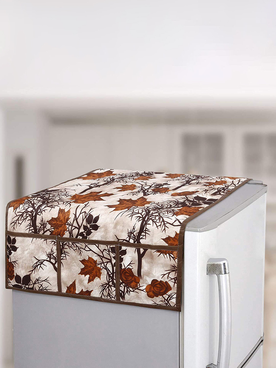 Dakshya Industries Brown Printed Refrigerator Covers