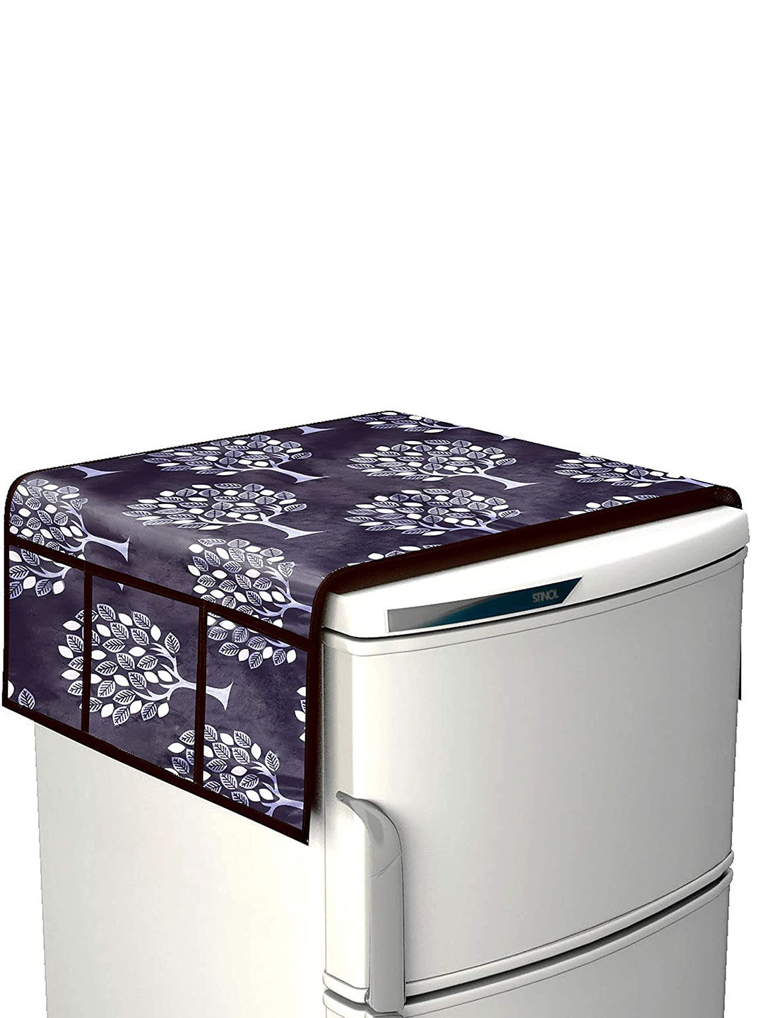 Dakshya Industries Navy Blue & Grey Printed Refrigerator Cover