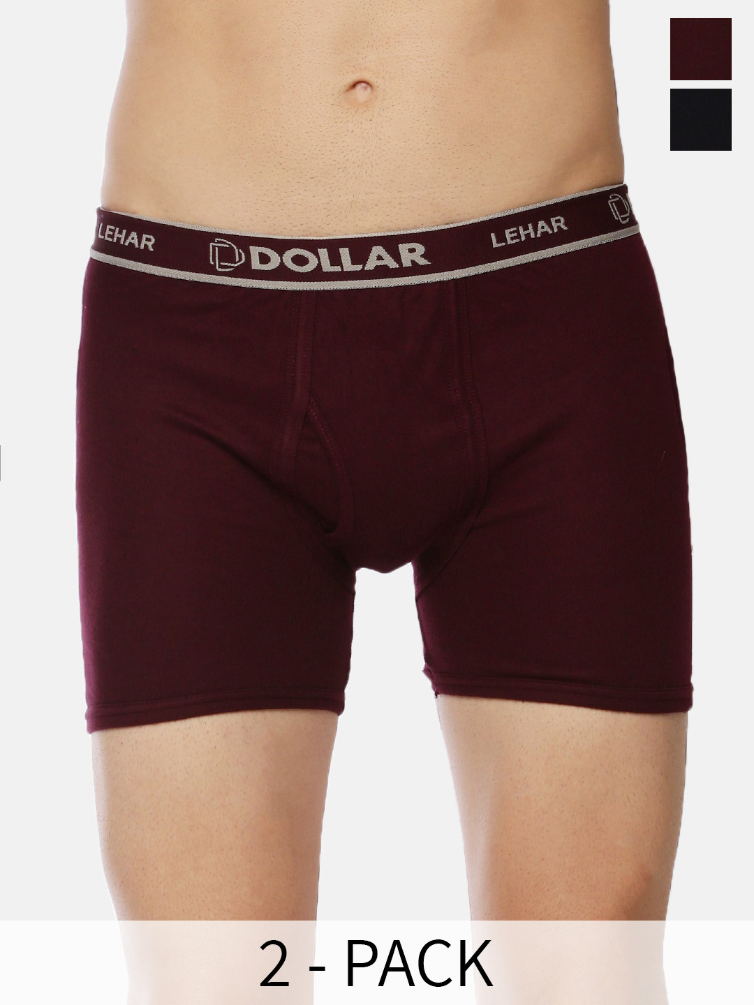 Dollar Lehar Mens Combed Cotton Trunk - Pack of 2 - Assorted