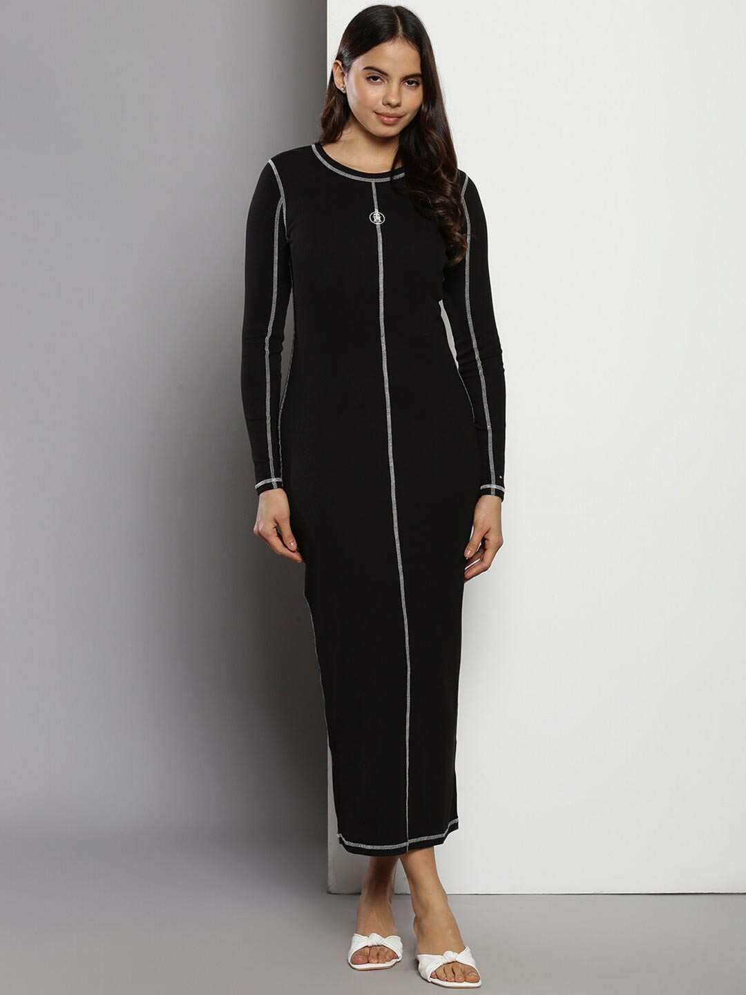 Tommy Hilfiger Long Sleeves Cotton Sheath Midi Dress