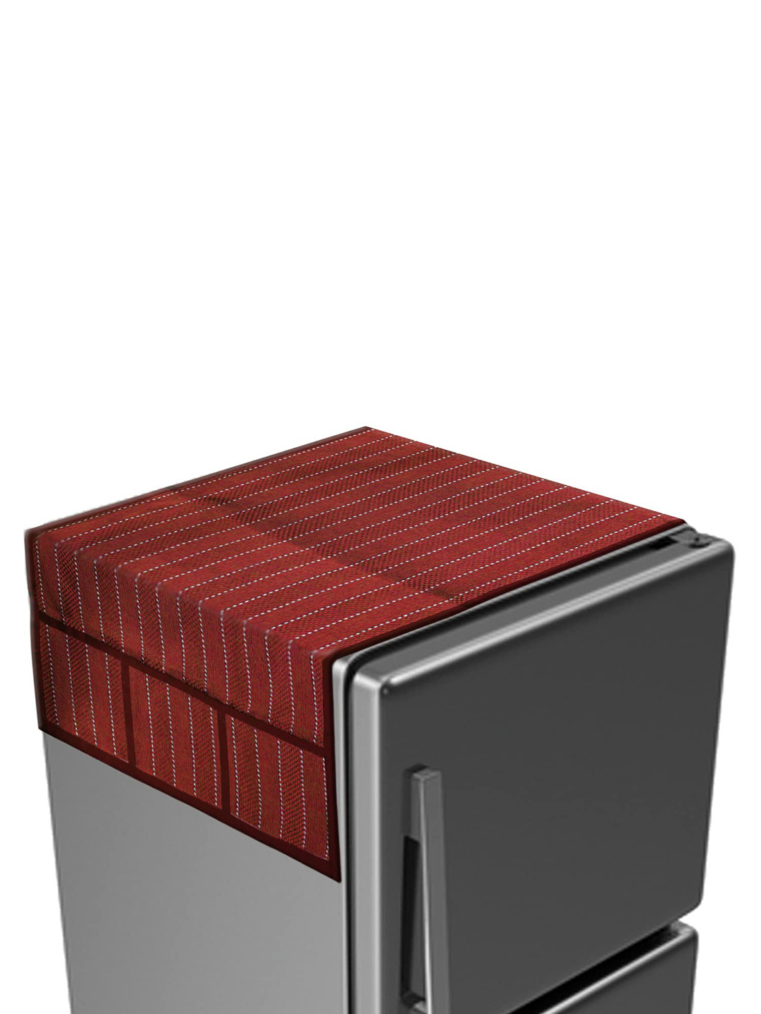 Dakshya Industries Maroon Self-designed Jute Fridge Cover