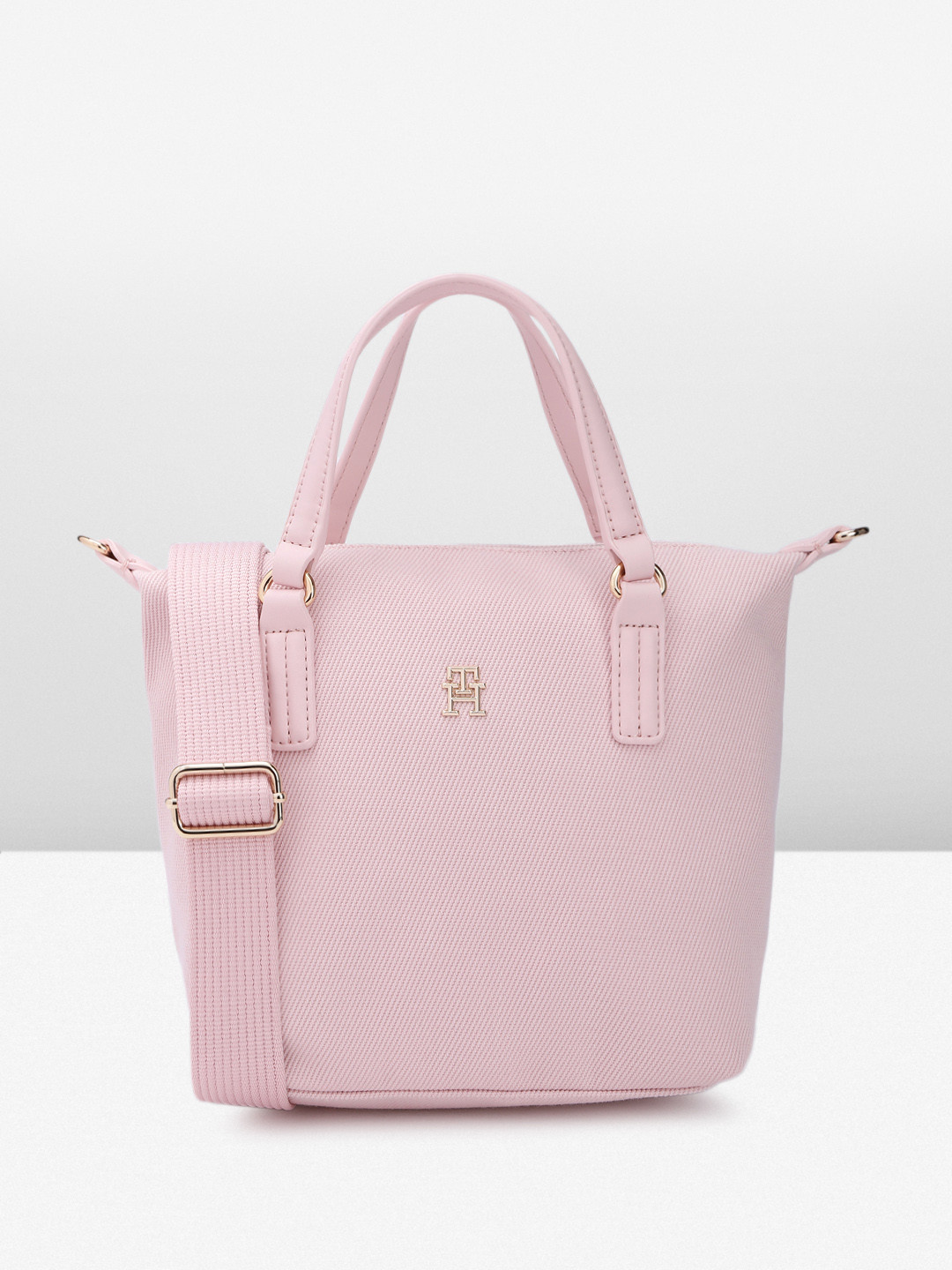 Tommy Hilfiger Textured Structured Canvas Handheld Bag