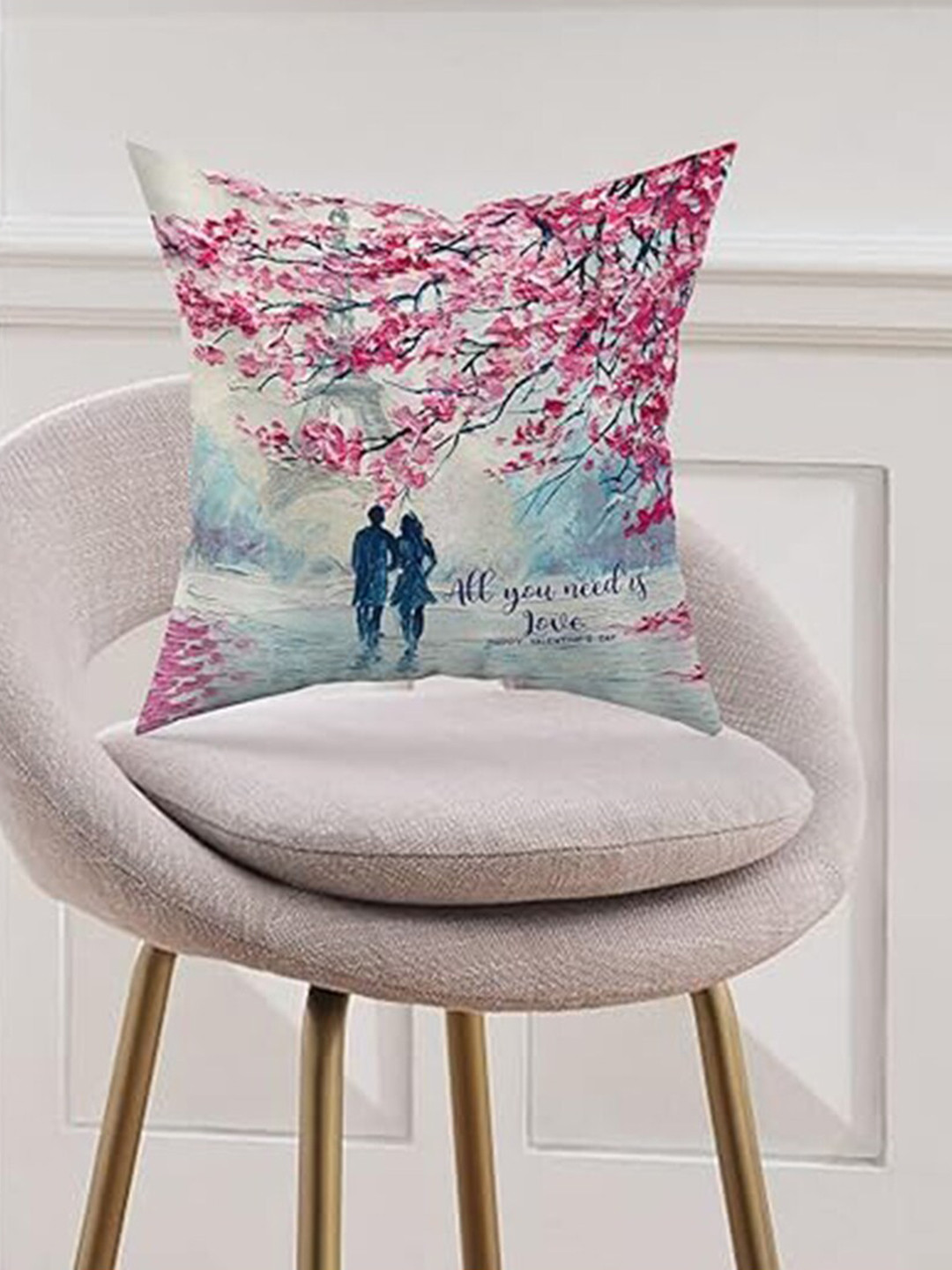 Kaameri Bazaar Pink Coffee mug, Cushion Cover, Filler & Card Gift sets 325 ml