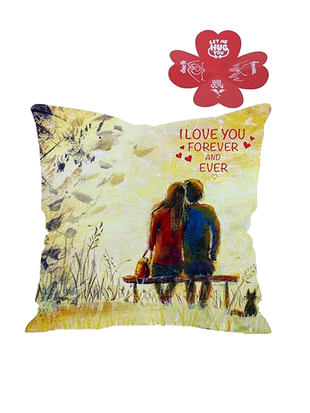 Kaameri Bazaar 2 Pieces Printed Filled Cushion & Greeting Card