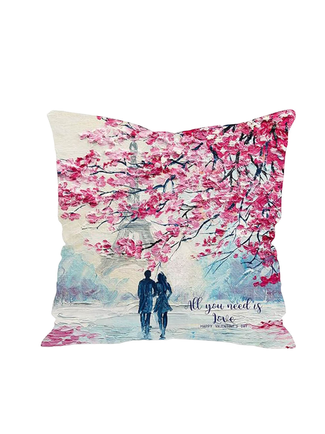 Kaameri Bazaar 2 Pieces Pink & Red Printed Cushion & Greeting Card
