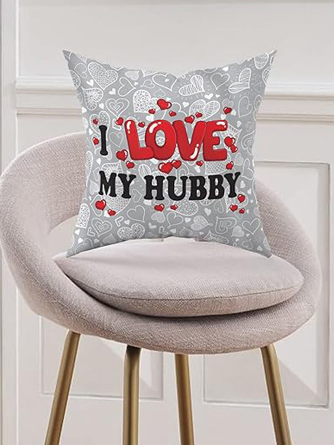 Kaameri Bazaar Grey Printed 3 Pcs Coffee mug Cushion Cover Filler & Card Home Gift Set