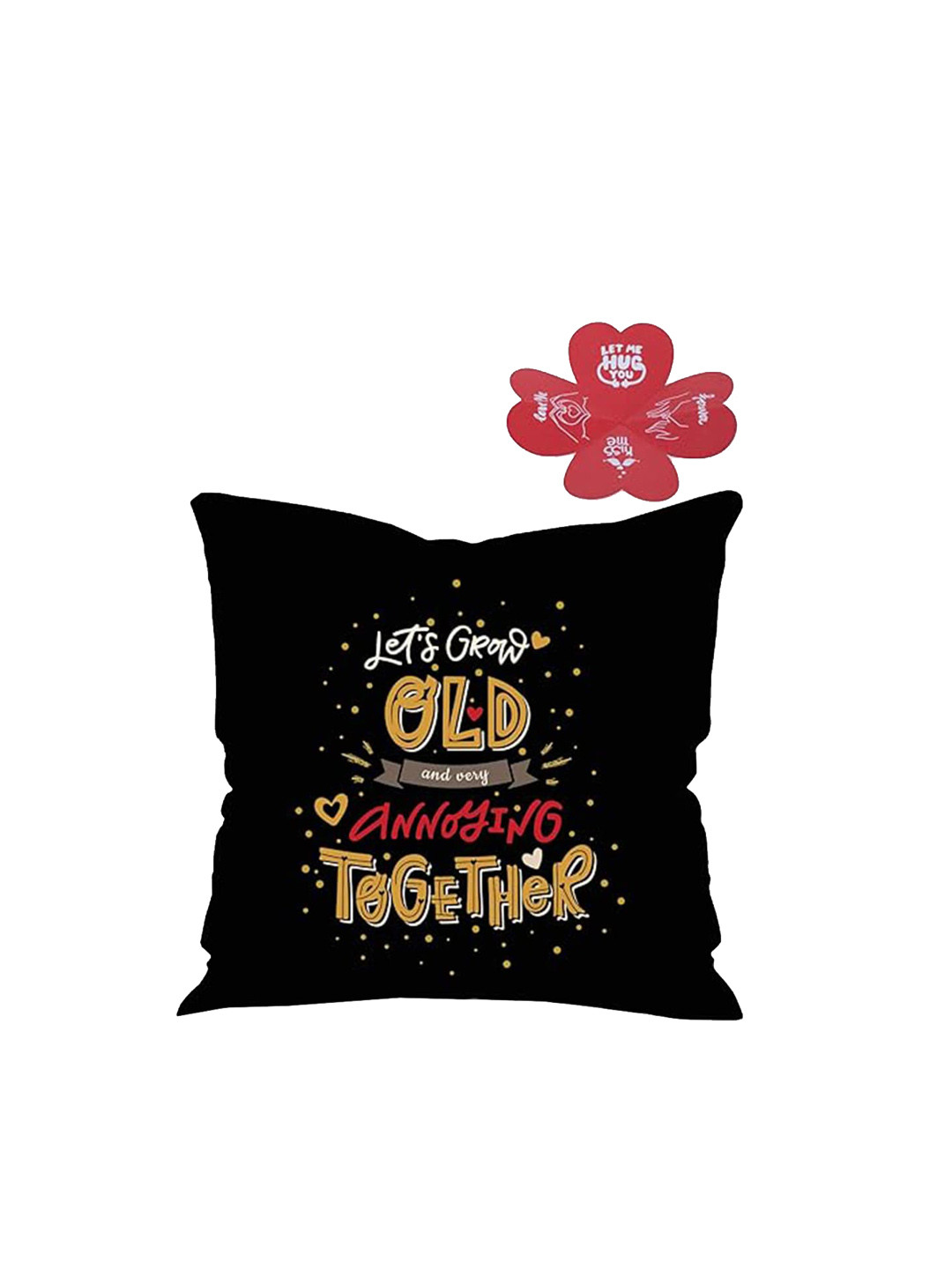 Kaameri Bazaar 2 Pieces Black Cushion & Greeting Card Gift Set