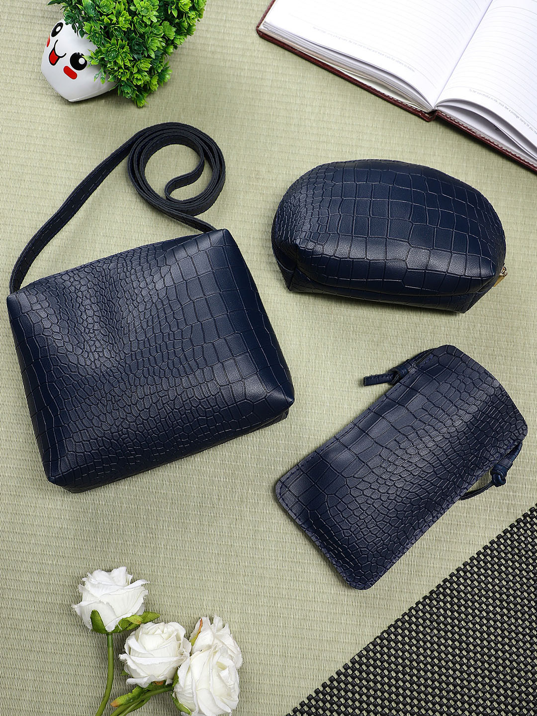 LEGAL BRIBE Textured PU Sling Bag with Pouches