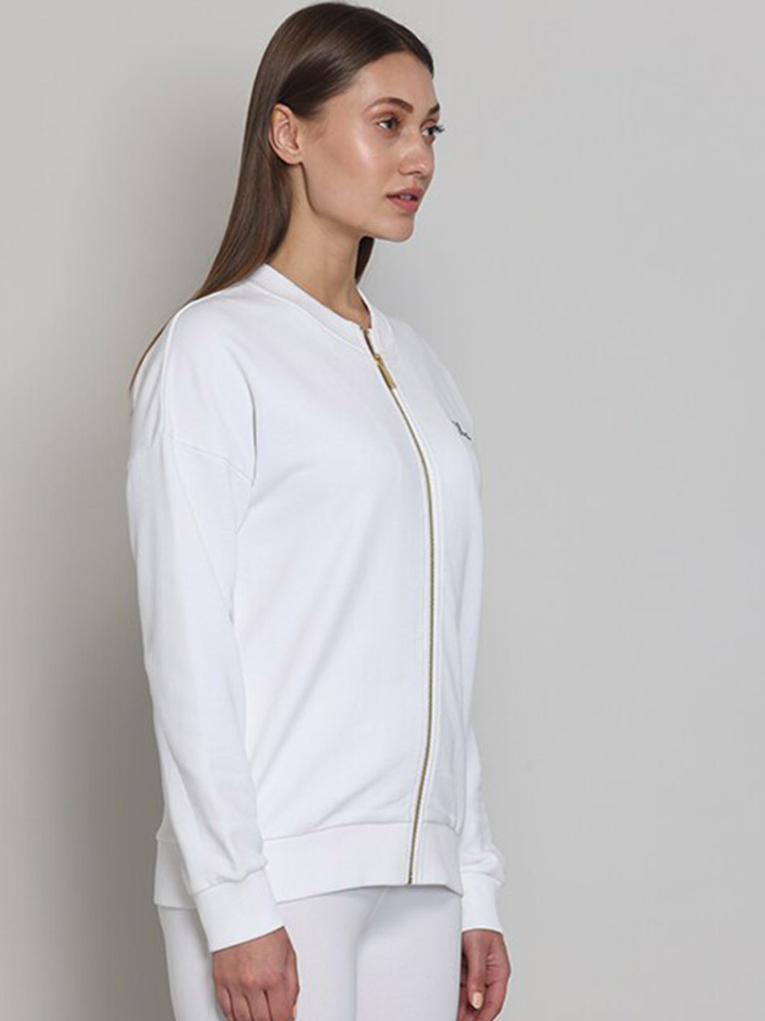 Muvazo Collarless Cotton Bomber Jacket