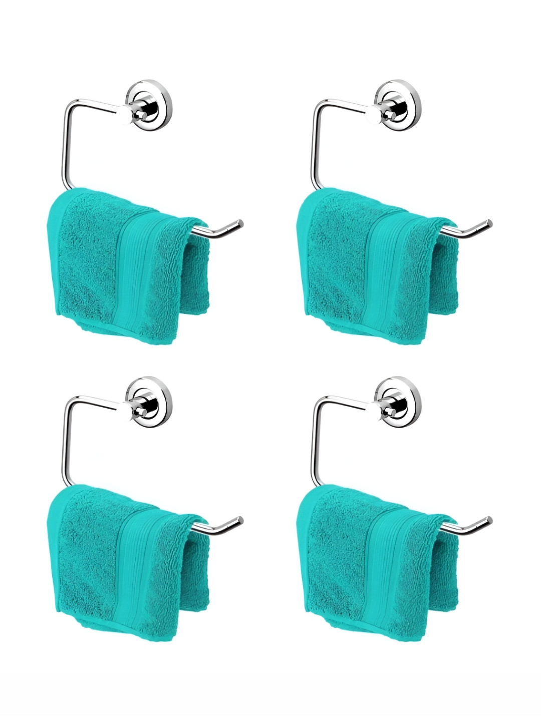 Well Set Silver Toned 4 Pieces Stainless Steel Towel Rods