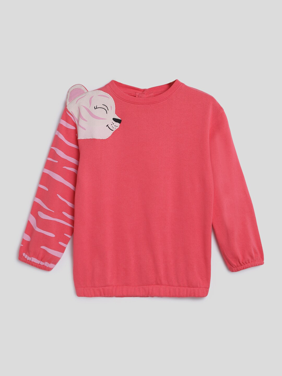 Somersault Girls Kitty Applique Terry Cotton Pullover Sweatshirt