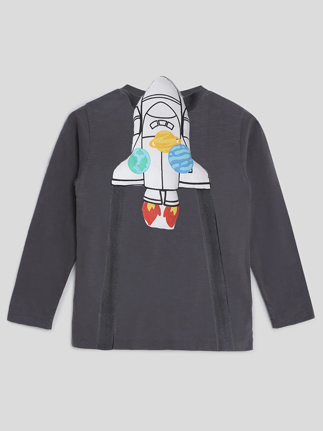 Somersault Boys Henley Neck Pure Cotton T-shirt With Removable Rocket