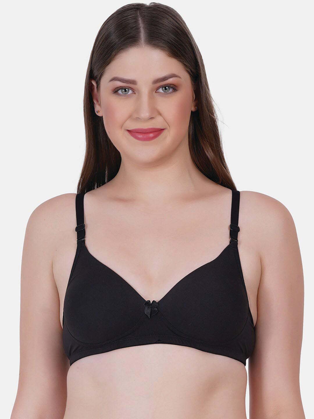 Reveira Black Medium Coverage Lightly Padded Dry Fit Push-Up Bra with All Day Comfort