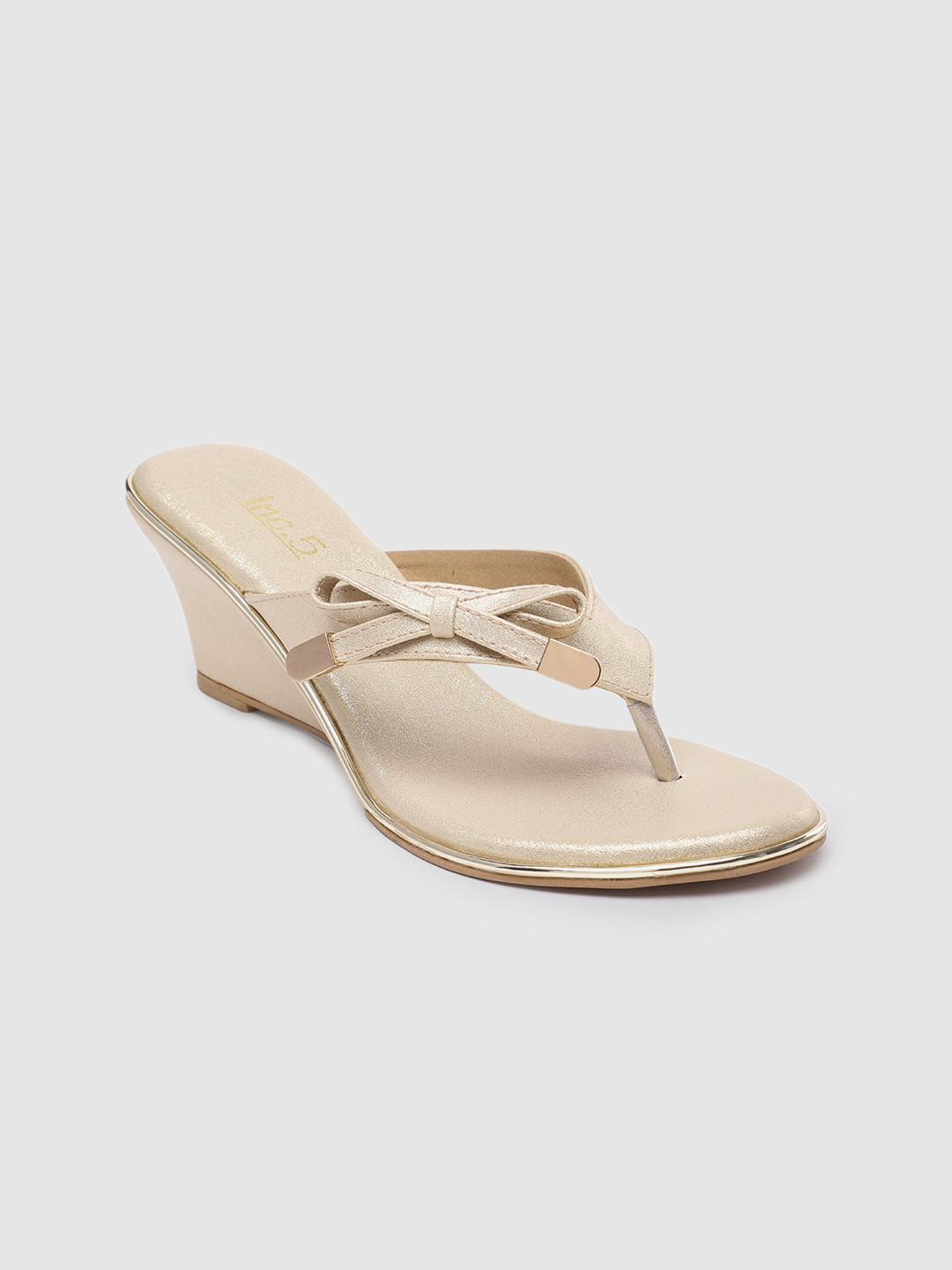 Inc 5 Women Solid Wedge Sandals with Bow Detail & Glittery Effect