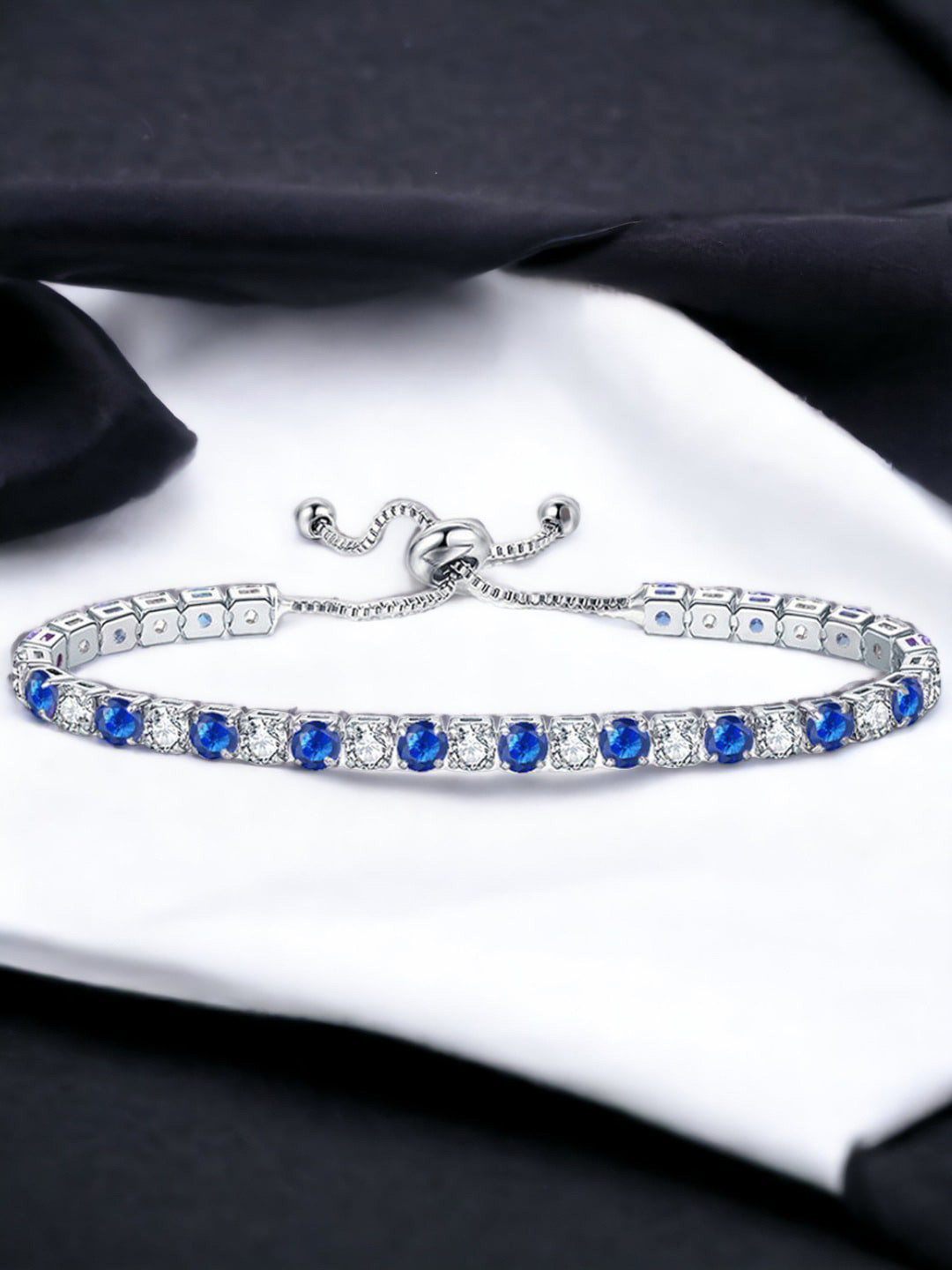 Jewels Galaxy Cubic Zirconia Silver Plated Wraparound Bracelet