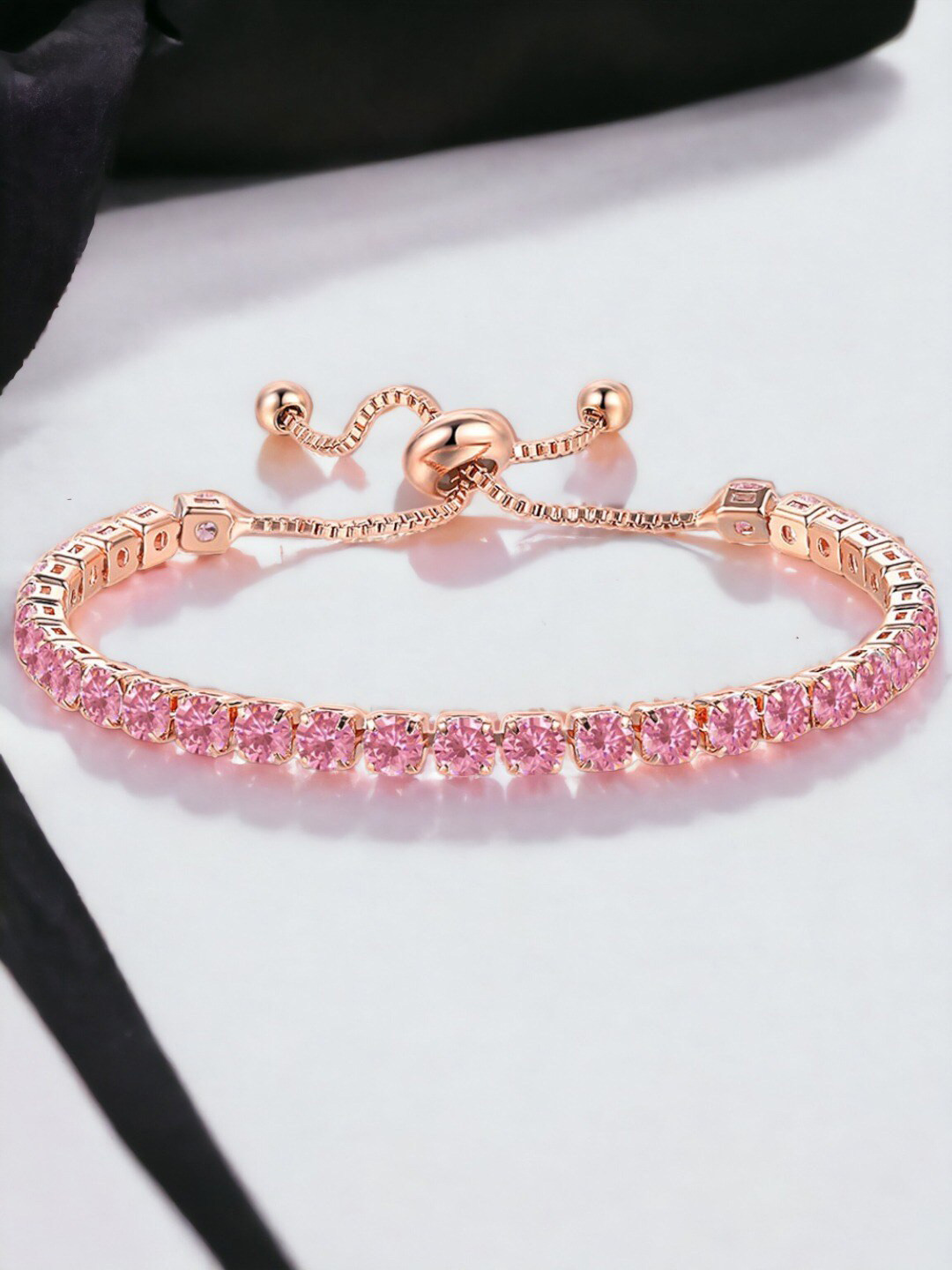 Jewels Galaxy Cubic Zirconia Rose Gold Plated Wraparound Bracelet