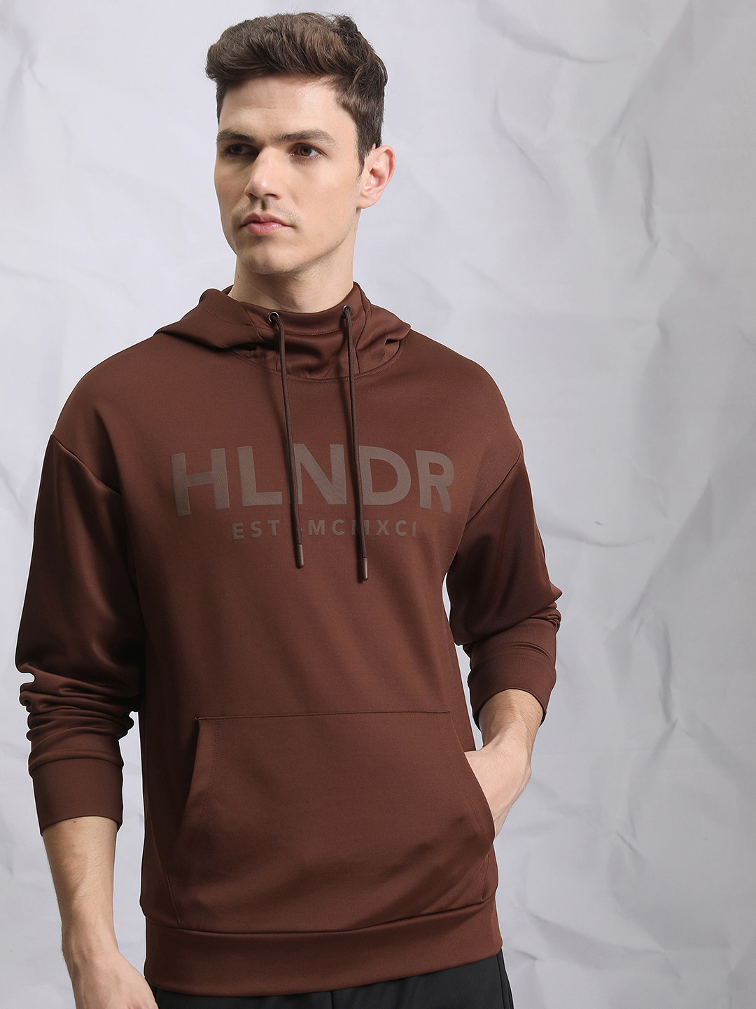 HIGHLANDER Typographic Printed Hooded Oversized Sweatshirt