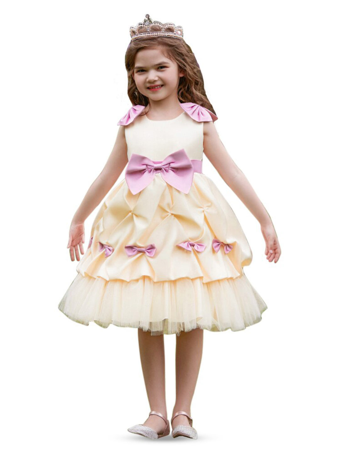 StyleCast Girls Champagne Bow Balloon Dress