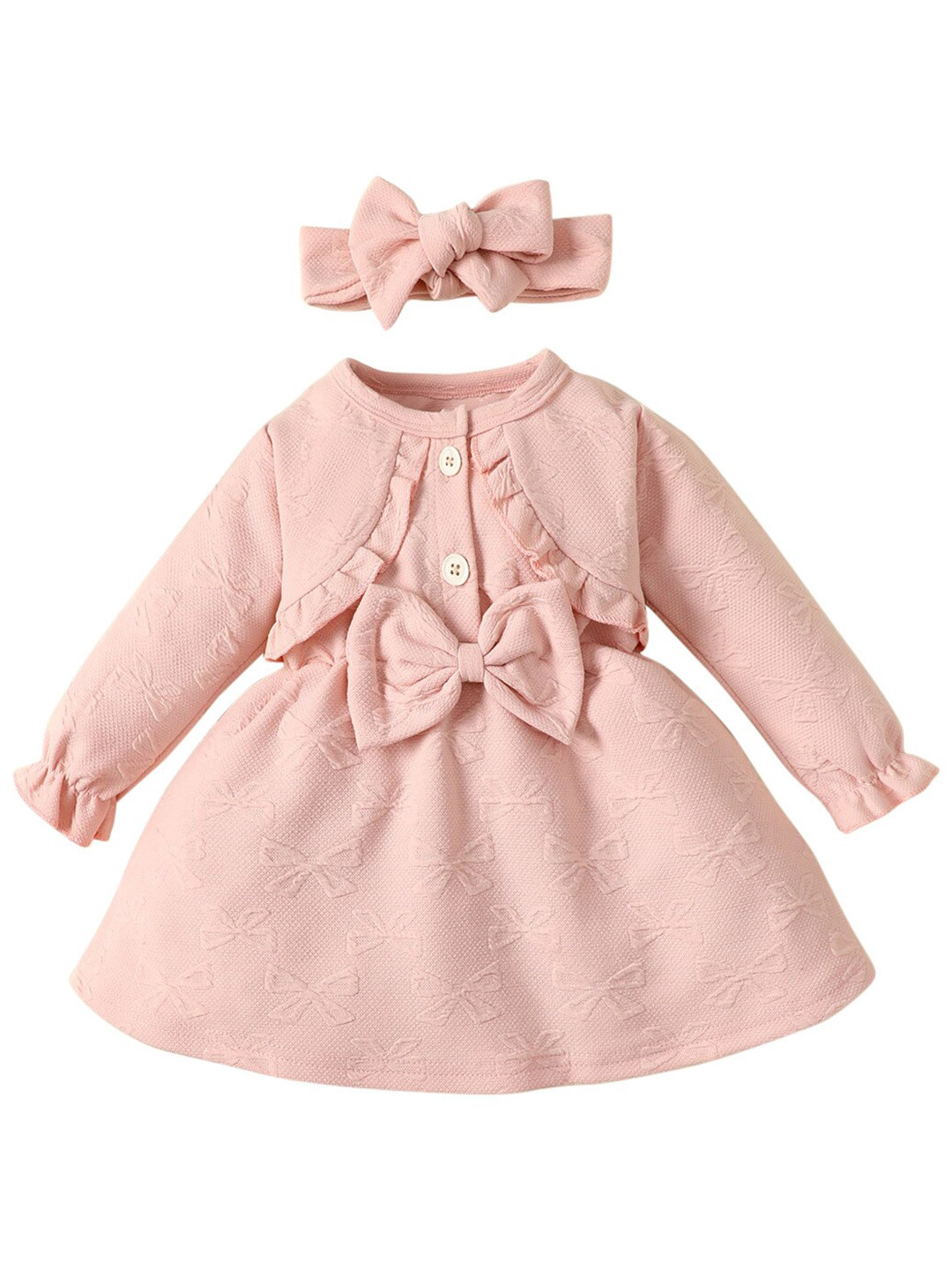StyleCast Girls Pink Self Designed Cotton A-Line Dress