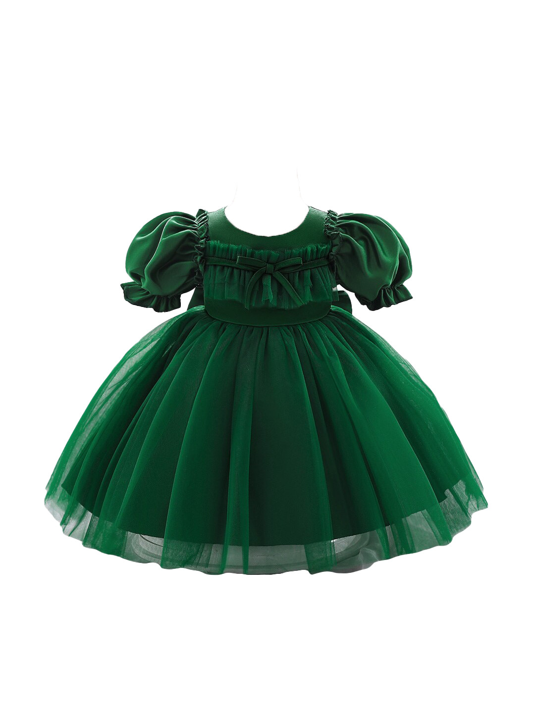 StyleCast Girls Green Puff Sleeve Balloon Dress