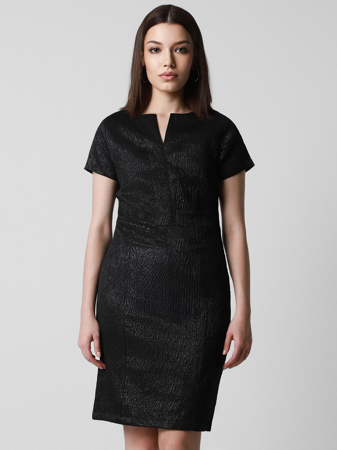 Van Heusen Women Textured Thigh-Length Sheath Dress