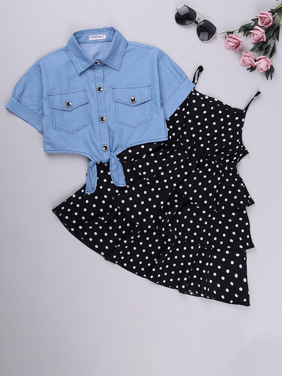 StyleCast Girls Black & Blue Shirt With Dress