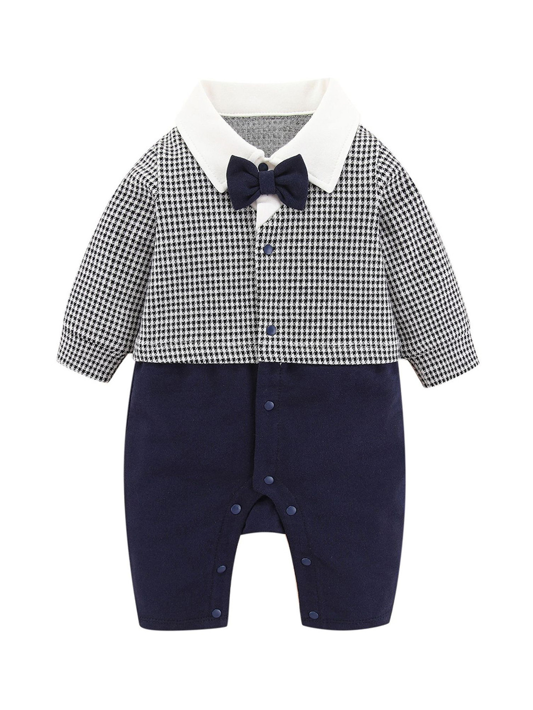 StyleCast Navy Blue Boys Printed Cotton Rompers