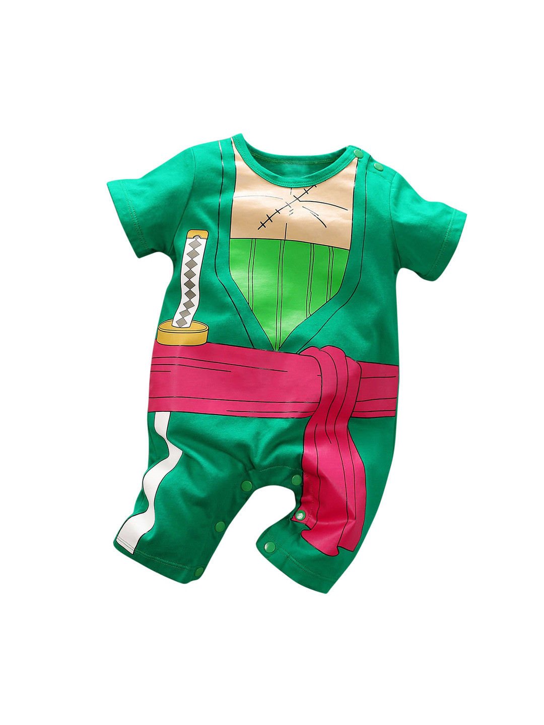 StyleCast Green Infant Boys Printed Cotton Rompers
