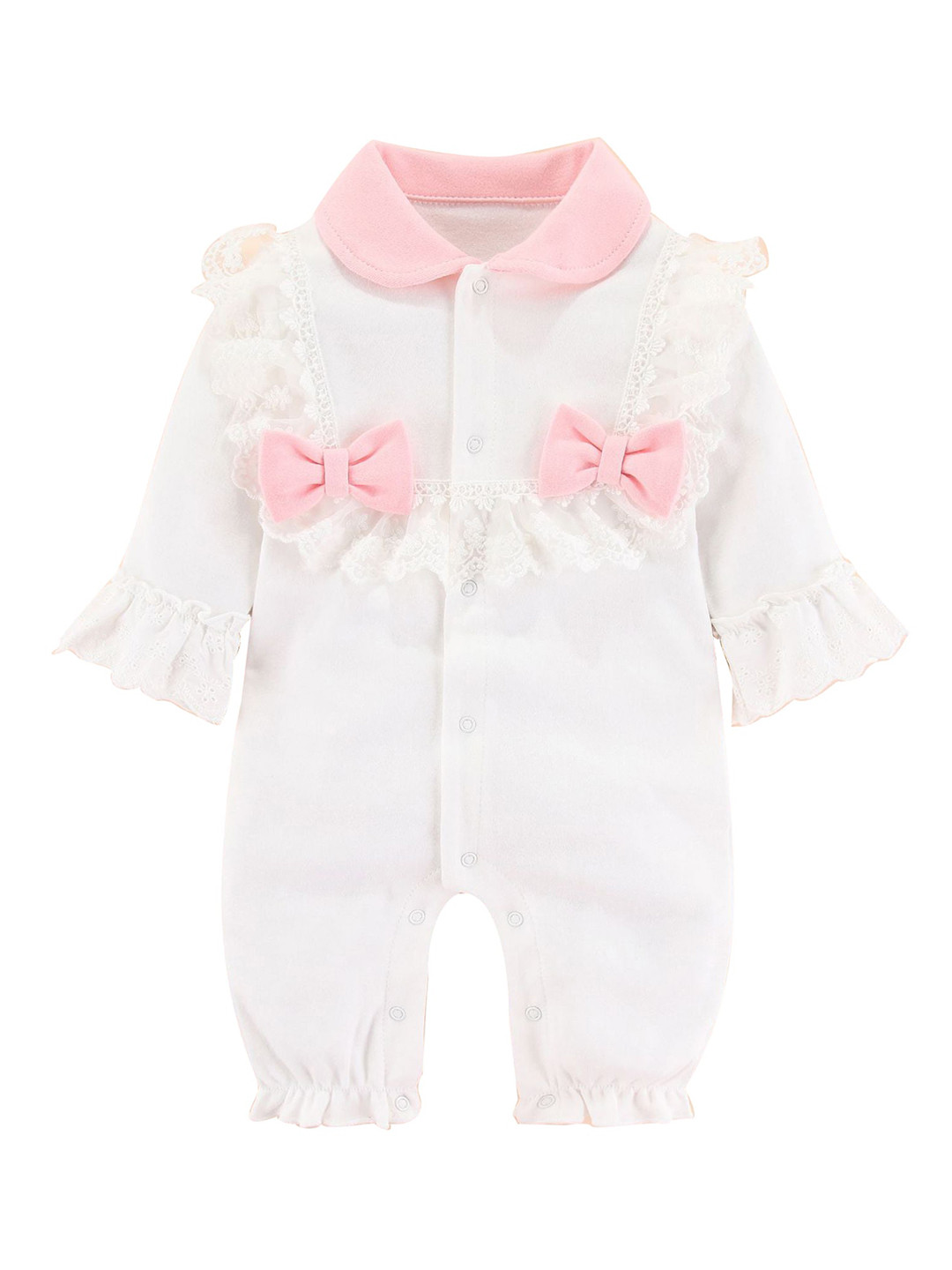 StyleCast Infants Girls Lace & Bow Detail Pure Cotton Rompers