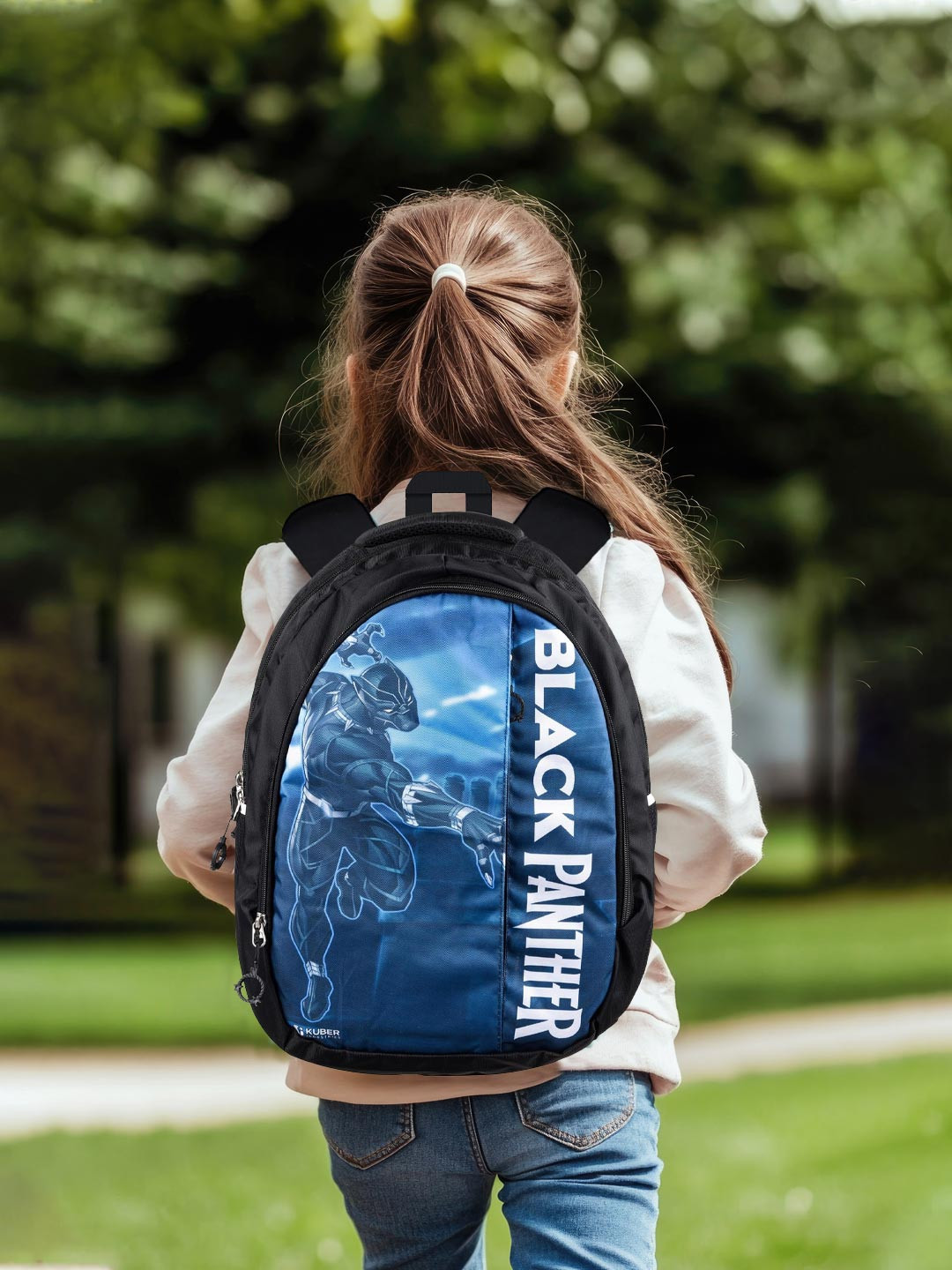 Kuber Industries Marvel Black Panther Kids Classroom Bags College Bookbag for Girls Boys