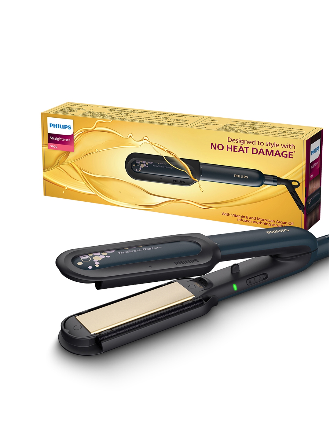 Buy Philips No Heat Damage Hair Straightener BHS507 40 with Vitamin E Moroccan Oil Navy Blue Straighteners for Unisex 26603130 Myntra